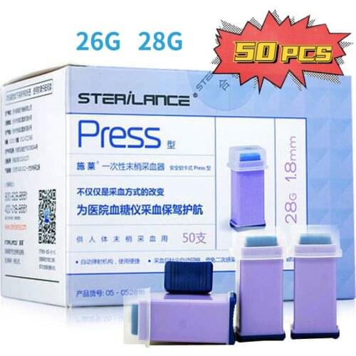 50pcs Safety Lancets Press type Single Use Sterile Blood Sample Collection Needle Collector Measurement of blood glucose