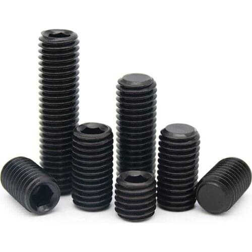 50pcs Carbon Steel Grub Screw M3 M4 M5 M6 M8 Black grade 12.9 Screw Hexagon Socket For DIY Model Making Machine Repair Hardware