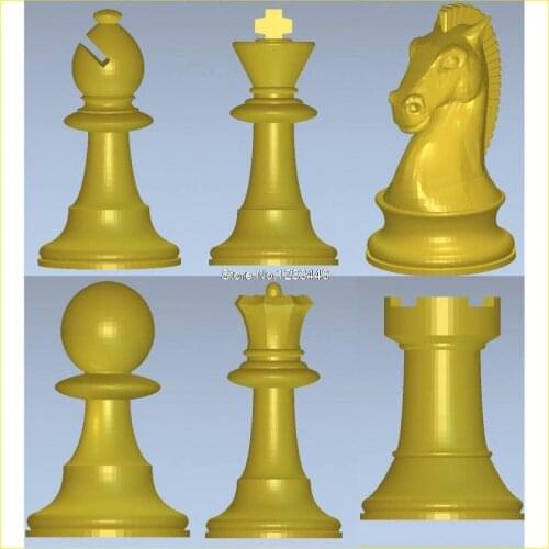6PCS/LOT International chess 3D model for 4 axis circular diagram 3D carved sculpture cnc machine in STL file