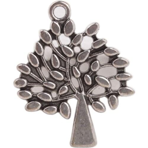 60PCS Antiqued Silver Color Treasure Tree Charm Pendants #92239