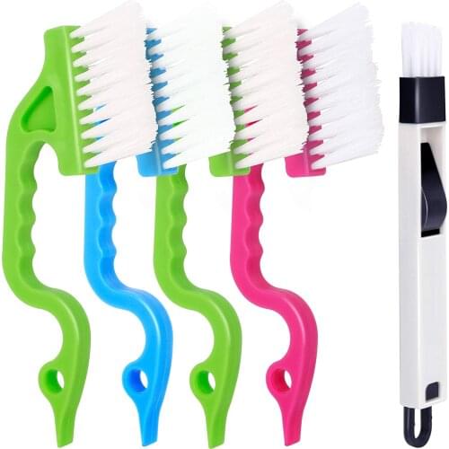 BalleenShiny 5-piece Set Of Hand-held Door Window Slot Gap Cleaning Brush Dustproof Brush Household Kitchen Cleaning Brush Tool