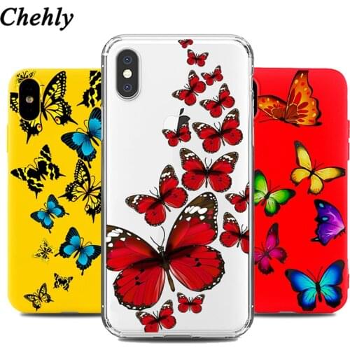 Chehly Phone Case for IPhone 6s 7 8 11 Plus Pro X XS MAX XR SE Fashion Butterfly Cases Soft Silicone Fitted TPU Accessorie Cover