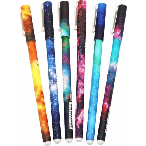 6 Pcs Cute Cartoon Star Series Super Meng Cute Nice Smooth Writing 0.38mm Black Gel Pen Kandelia Office And School Supplies