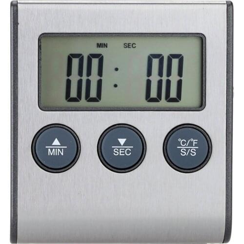 Digital Cooking Thermometer with Probe Timer Timing and Alarm Function 0-250°C/32-482°F