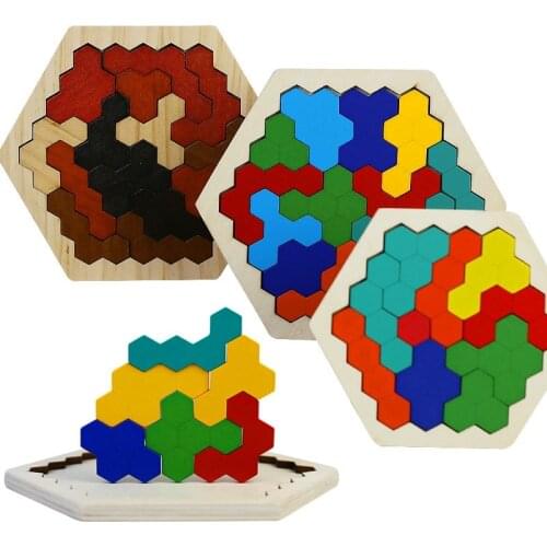 Kids 3D Puzzle Wooden Tangram Board Math Game Toys Children Pre-school Magination Intellectual Educational Toy for Toddler Gift