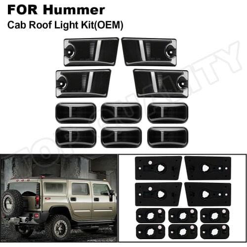 For Hummer H2 SUT 2005-2009 Hummer H2 2003-2009 Full Front Rear Cab Roof Bulbs Lamp Kit Top OEM Styles Smoke Clear