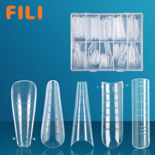 Dual Nail Form Coffin Build Nails Top Form UV Gel Extended False Tips For Nail Extension Arched Top Forms Quick Building Mold