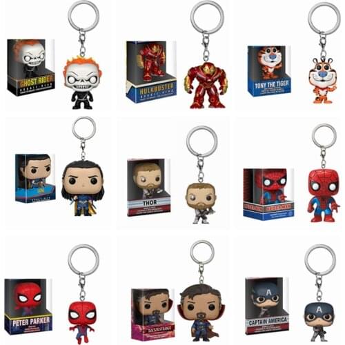 With original box Anime Movie Keychains Tony the Tiger Captain America Action Collection Figure Toys