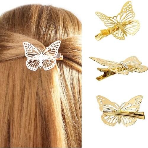H:HYDE 1Pc Fashion Hair Accessories For Women Retro Hollow Butterfly Hair Clips Vintage Hairpin Side Clip