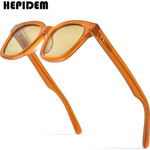 HEPIDEM Acetate Sunglasses Women Gentle 2021 New Fashion Oversize Korean Square Sun Glasses for Men Mirrored Nylon Lens gm 9166