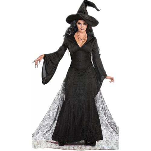 Halloween Gothic Evil Spider Witch Costume Queen Carnival Party Renaissance Cosplay Fancy Dress M-XXL