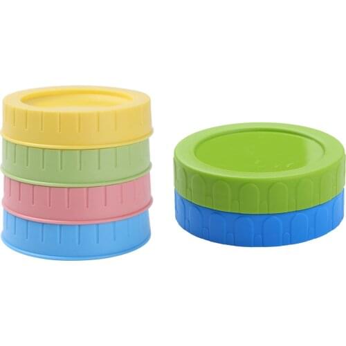 2/4Pcs Mason Jar Lids Leak Proof Seal Silicone O Ring Plastic Screw Lid Universal Storage Cap Cover for Wide Mouth Mug Cannings
