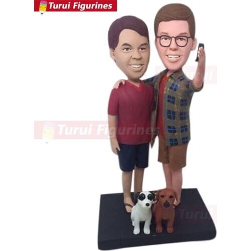 Gay Male Wedding Cake Topper Custom bobblehead cake topper Personalized Bobble Head collectible figurines toy men m&m figurines