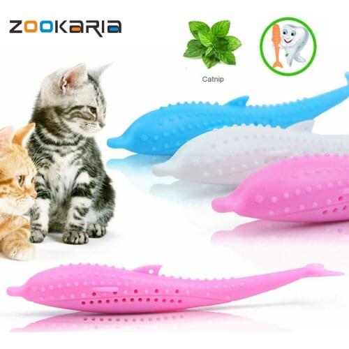 Soft Silicone Mint Fish Cat Toy Catnip Pet Toy Clean Teeth Toothbrush Chew Cats Toys