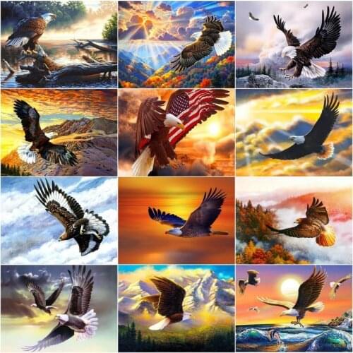 CHENISTORY 40x50cm Oil Painting Paint By Numbers Powerful Eagle Wall Art Kits Drawing Canvas Animals Hand Painted Wall Decor