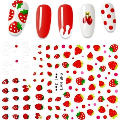 1pc Strawberry Rose 3D Nail Art Stickers Fruits and Flowers Stickers for Nails Self-adhensive Decals Tips Decoration Paper
