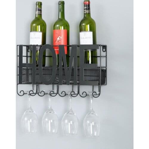 Wall-mounted wine rack household iron art wine glass rack hanging upside down wine bottle rack hanging cup rack hanging wall gob