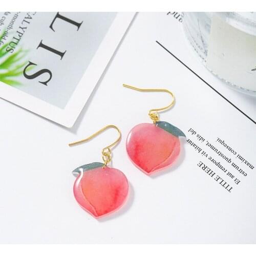 New Korean Acrylic Glitter Trendy Pink Peach Drop Earrings Gift For Women Cute Sweet Jewelry Fashion Accessories 2020 New