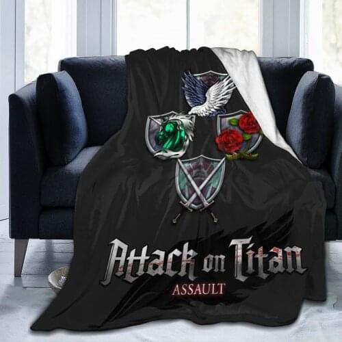 Attack On Titan Premium Throw Blanket Print on Demand Sherpa Blankets Soft for Sofa Customized DIY Blankets