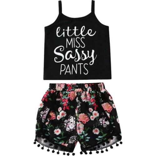 Girl Clothes 2020 Kids Toddler Baby Girl Holiday Summer Cropped Sleeveless Floral print Top Shorts Outfit Set Clothes