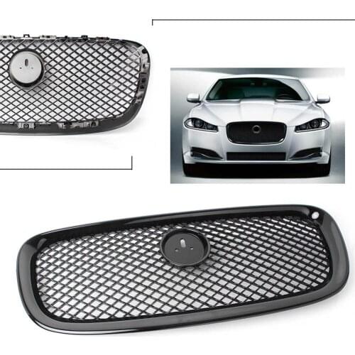 For Jaguar XF XFR X250 Car Front Grille Upper Mesh Grill 2012 2013 2014 2015 Gloss Black ABS