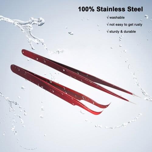 2pcs Eyelash Extension Tweezers Set Stainless Steel Tweezers Lash Extension Tweezers Eye Makeup Tool False Eyelash Nail Art Tool