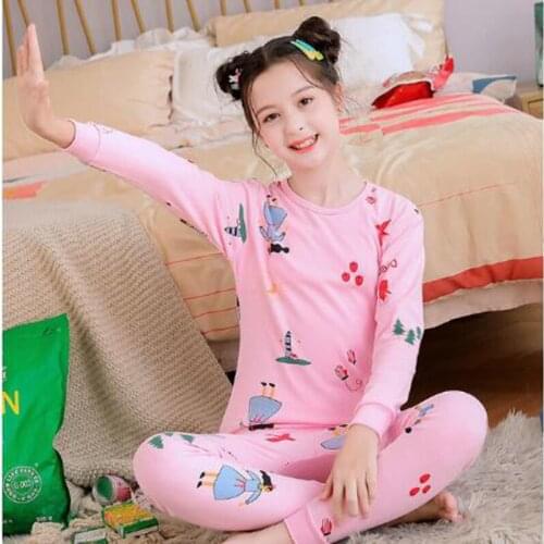 Big Boys Girls Sleepwear Pajamas Night Suit Winter Cotton Set Long-Sleeved Homewear Pyjamas Kids Teenage Clothes 10 12 14 16 18Y