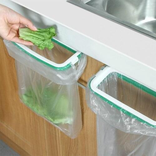 Cupboard Door Back Hanging Trash Rack Storage Kitchen Garbage Rubbish Bag Tower Can Holder Hanging Kitchen Cabinet Trash Rack
