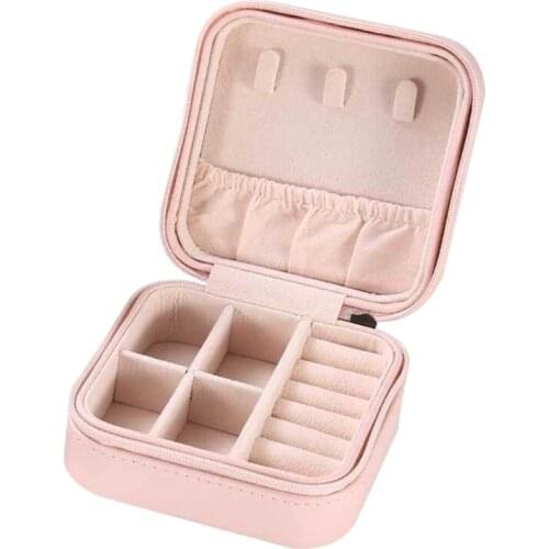 Protable Travel Leather Jewelry Box Organizer Display Earrings Ring Necklace Jewellery Zipper Storage Case Women Girls Gifts
