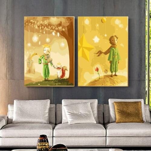 Frame DIY Painting By Numbers Children Cartoon Princeling Paint By Number Hand Painted Painting 20x20cm Artowrk