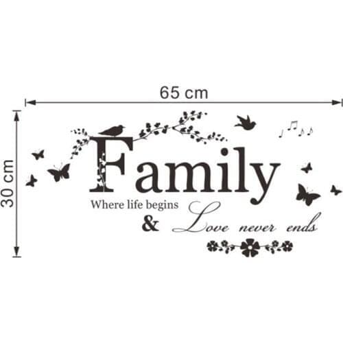 Family Love Never Ends Quote Vinyl Wall Decal Wall Lettering Art Words Wall Sticker Home Decor Wedding Decoration Living Room