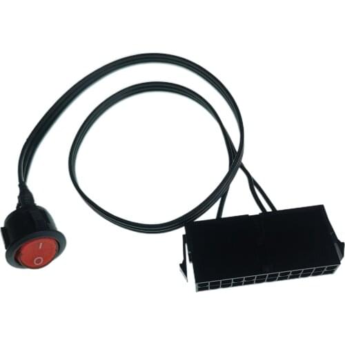 PC Server ATX PSU 24Pin Female Socket Starter Switch Button Power Cable 18AWG Wire Self-Lock Boat Shape 50cm diy