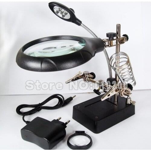 5LED Welding magnifying glass Auxiliary Clip Magnifier Fixture BGA workbench Phone motherboard repair 2.5X7.5X10X 110V-240V