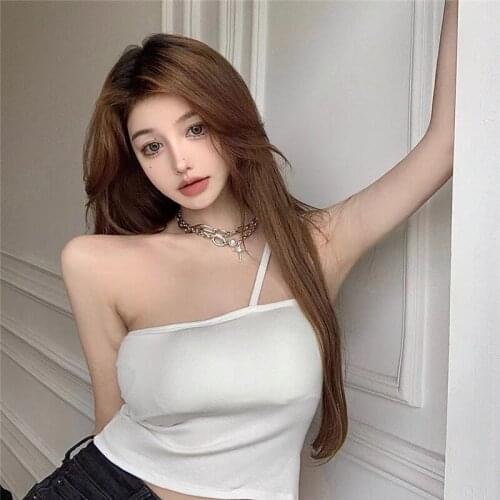 Tops Womens Fairy Grunge Crop Top Vetement Femme 2021 Sleeves Fashion Girls Sexy Solid Slim Tanks Camis Vest