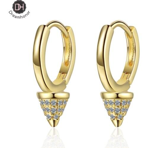 Dreamhonor Three-dimensional Conical Earrings With Zirconium Geometric Clip Earrings Jewelry Accessories