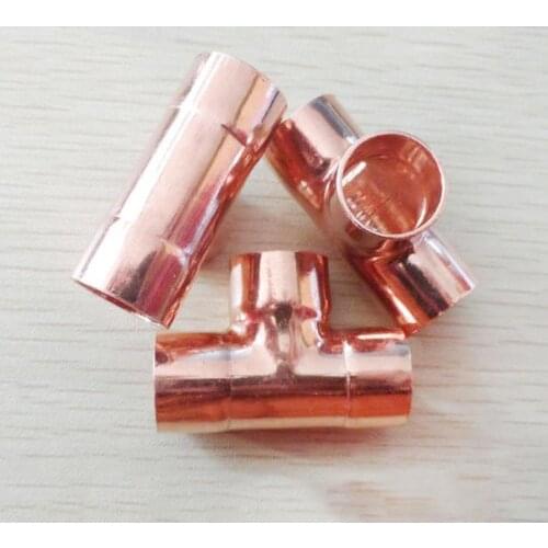 8mm Inner Dia x0.8mm Thickness Copper Equal Tee Socket Weld End Feed Coupler Plumbing Fitting Water Gas Oil