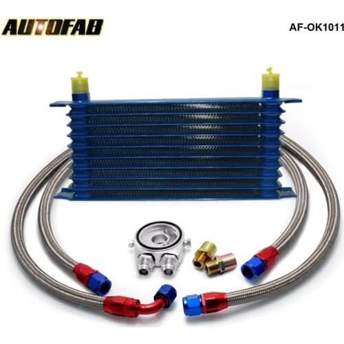 Universal 10 Rows Oil Cooler Kit M20XP1.5 3/4X16 UNF Oil Filter Fitting Adapter AF-OK1011