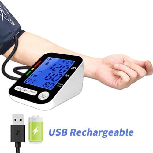 USB Rechargeable Wrist Blood Pressure Monitor Digital Sphygmomanometer LCD Blood Pressure Meter Irregular Heart Beat Detection