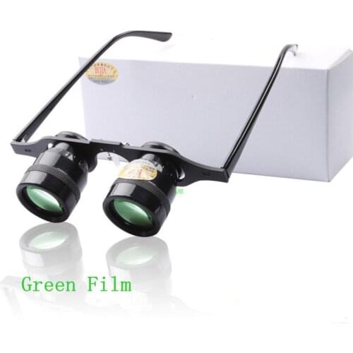 10X Magnifying Loupe Ultra-clear Binocular Opera Fishing Glasses With Green Film 10*34 Football Binoculars Magnifier With Box