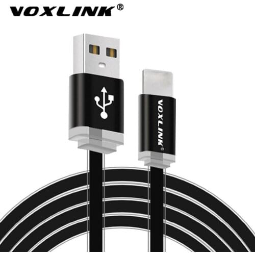 VOXLINK 1m Universal Flat Noodle Type C USB C Fast Data Charging Charger Wire Cord Mobile Phone Cables for Samsung Xiaomi Line