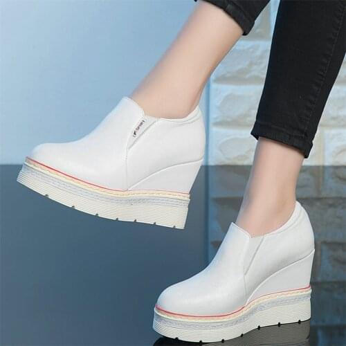 2021 Chunky Platform Oxfords Shoes Women Genuine Leather High Heel Ankle Boots Female Round Toe Fashion Sneakers Casual Shoes