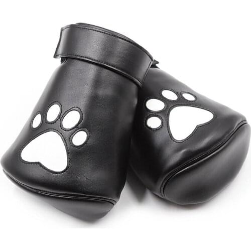 PU Leather Erotic Bondage Gloves Dog Paw Palm Sensory Deprivation Padded Fist Mitts BDSM Cosplay Adult Sex Toys For Couples