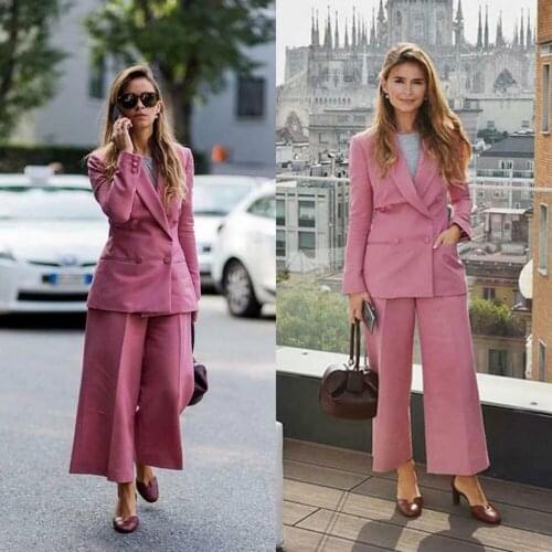 VEIAI Pink Mother of the Bride Suits Women 2 Pieces Suit Business Work Formal Occasion Party Prom Tuxedos Womens dress suits