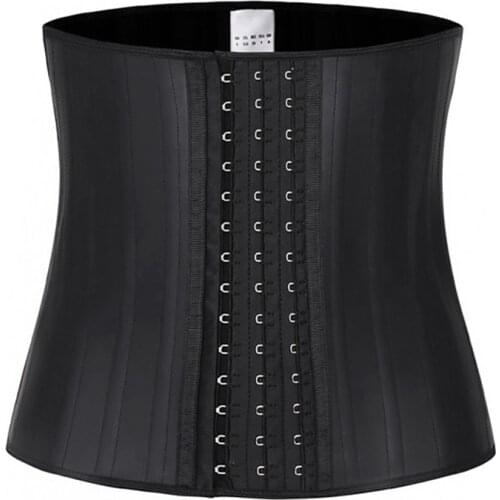 Womens Shapewear Shinny Latex And Cotton Waist Trainer Workout Hourglass Belt Waist Cincher Trimmer Torso Fajas 25 Steel Bone