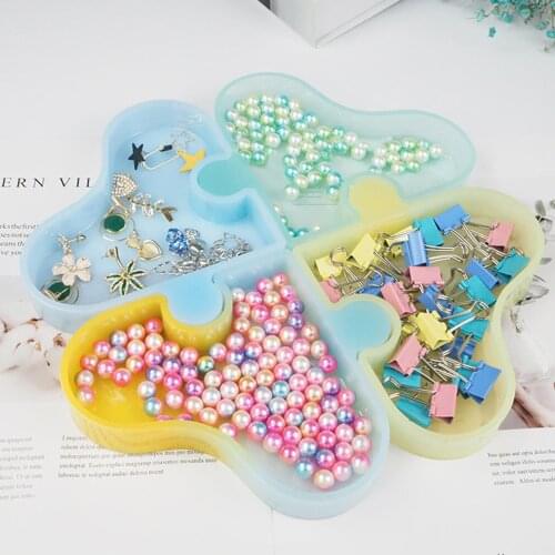 1Pcs Diy Crystal Epoxy Resin Mold Creative Love Platter Storage Box Mirror Hand Set Jewelry Box Silicone Mold For Crafts Art
