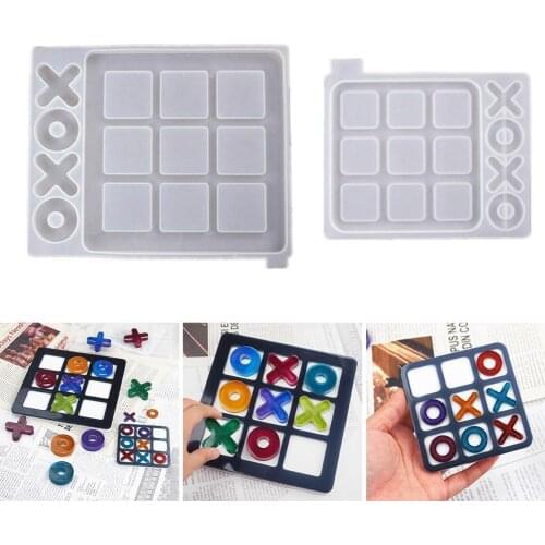 1Pcs Handmade Tic Tac Toe Silicone Mold With Board Tic Art Classic Casting Mold Resin Crafts Mold Fun Tac Toss Game Board R P9F6