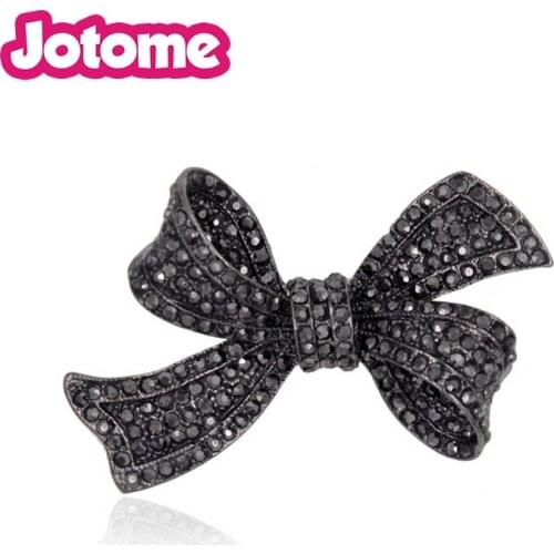100pcs/lot Classic Bowknot Brooch Pin Crystal Rhinestone Women Garment Fashion Jewelry Accessory Gift