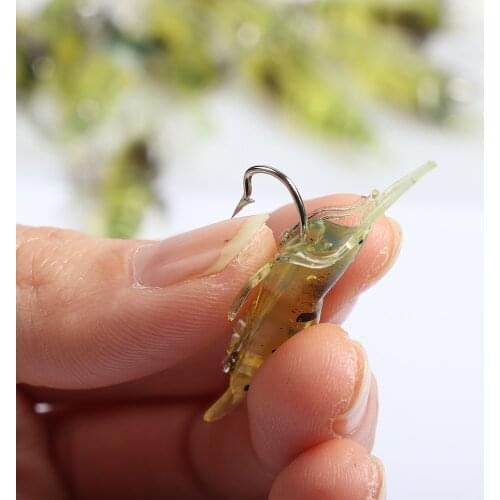 100Pcs Silicone Baits 45mm 1.2g Soft Fishing Lure Gold Artificial Shrimp Silicon Soft Bait With Hooks Sea Fishing Winter Fishing