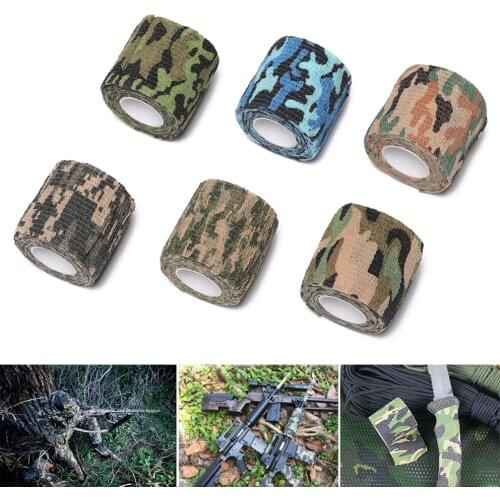 4.5M Self-adhesive Non-Woven Stretch Camouflage Tape Bandage Stealth Wrap Tapes Outdoor Camping Hiking Survival Military Props