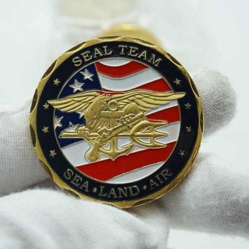 5pcs/lot Seal Team Gold Plated Coin USA Navy Uncirculated Souvenir Round Coins Free Shipping